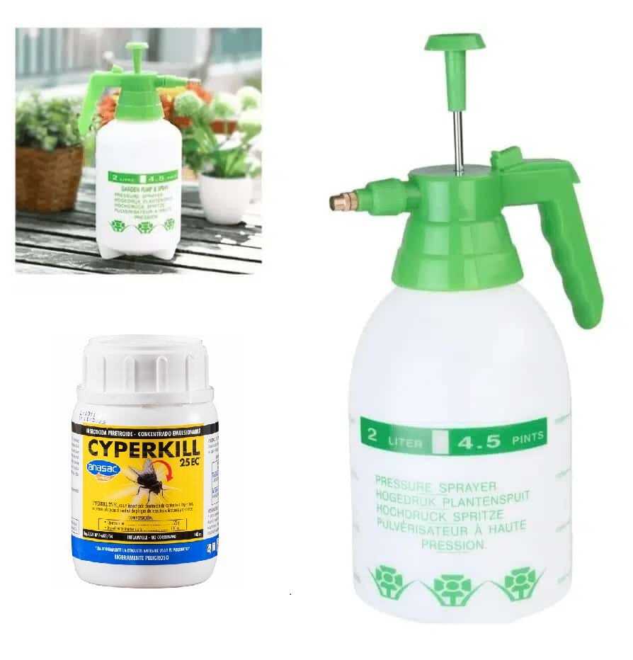 KIT Rociador y Pulverizador + Insecticida Cyperkill 25 EC 100 cc Plagas Hogar