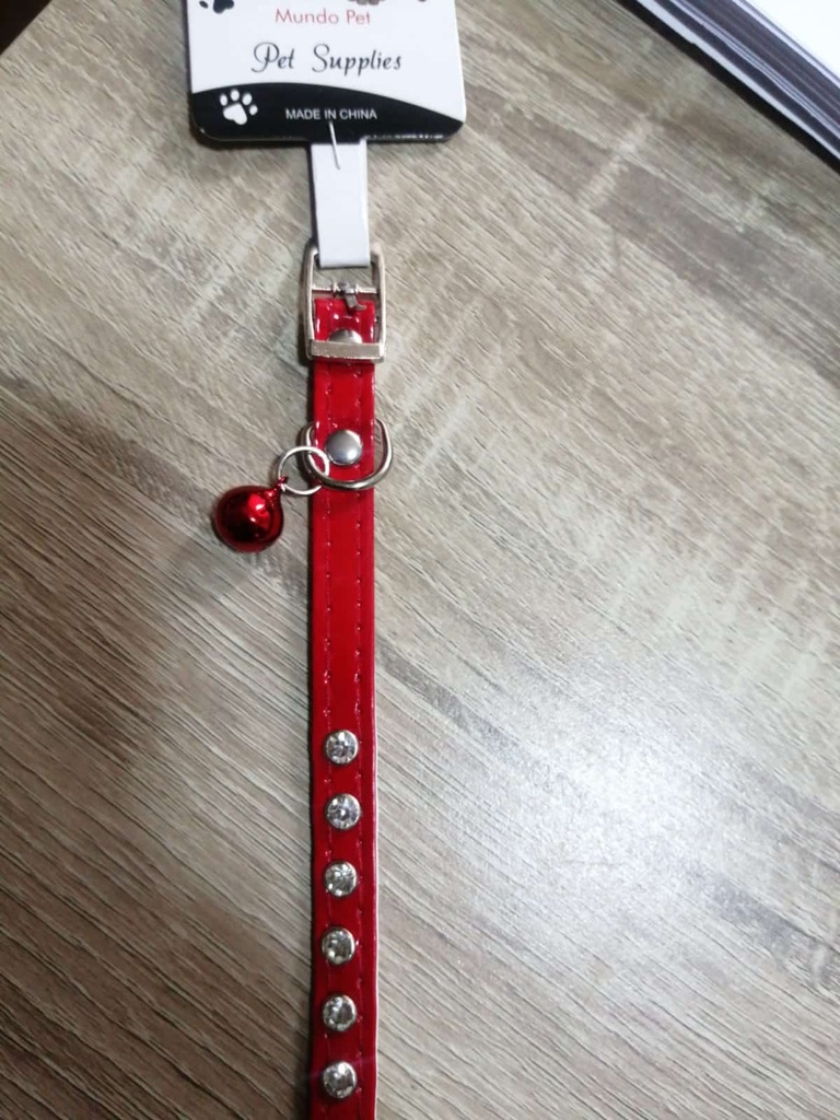 Collar Para Mascotas Para Gatos Cuerina Rojo