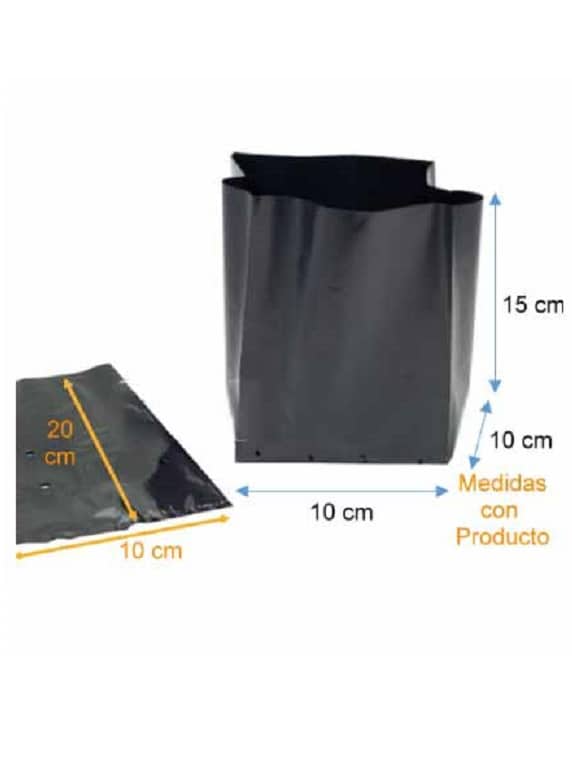 Bolsa Plástica para Almácigo y Plantas de 20x20 - 100 Unidades