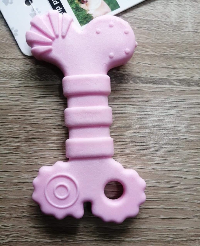 Hueso Para Mascotas De Goma Delgado Rosado