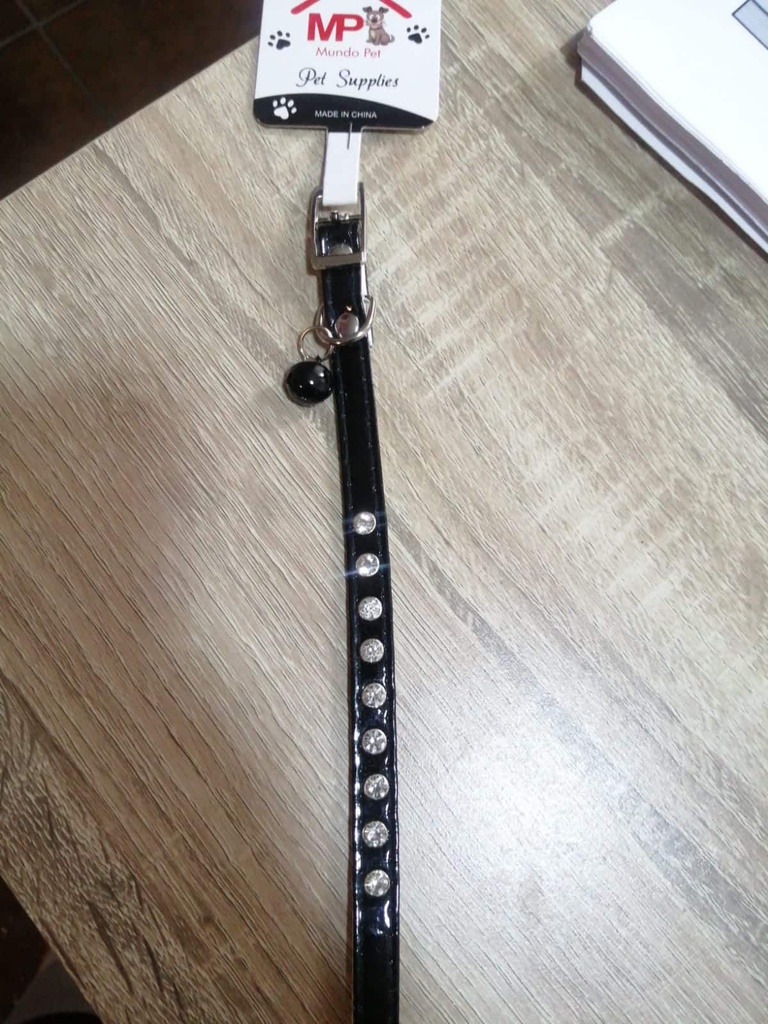 Collar Para Mascotas Para Gatos Cuerina Negro