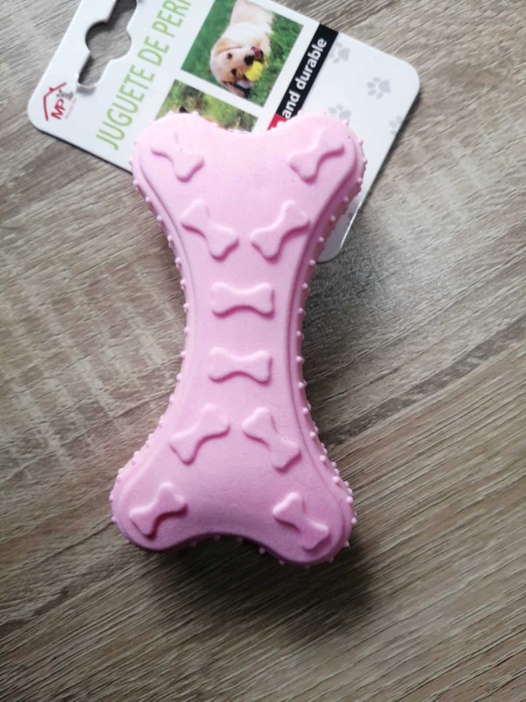 Hueso Para Mascotas de Goma Grueso Rosado